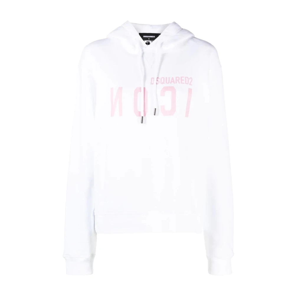 Dsquared2 Kvinno Vit Sweatshirts & Hoodies Dam, S, Bomull, Casual Bomullströja