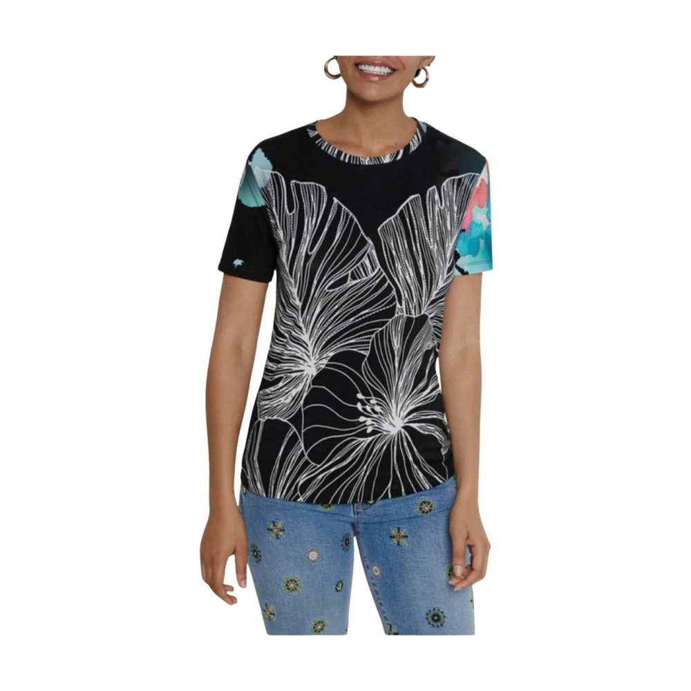 Desigual Blommig Stickad Topp Multicolor, Dam