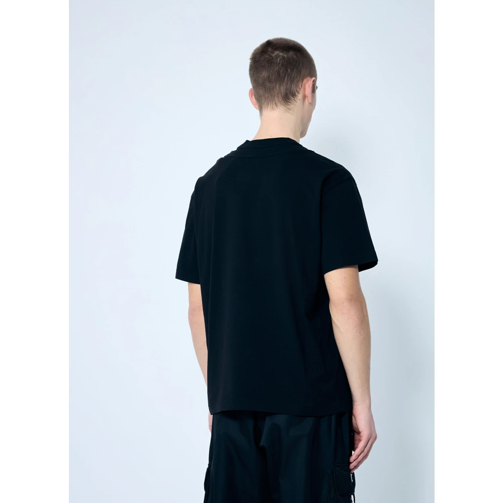 Moncler Dubbele Hals Katoenen T-Shirt Logo Patch Black Heren