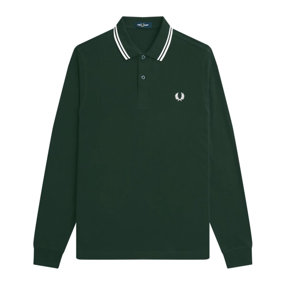 Fred Perry Men's Green Polo Shirts, S, Long Sleeve Polo