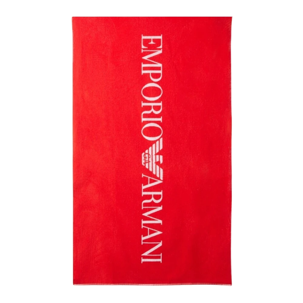 Emporio Armani Rood Logo Badhanddoek Red Unisex