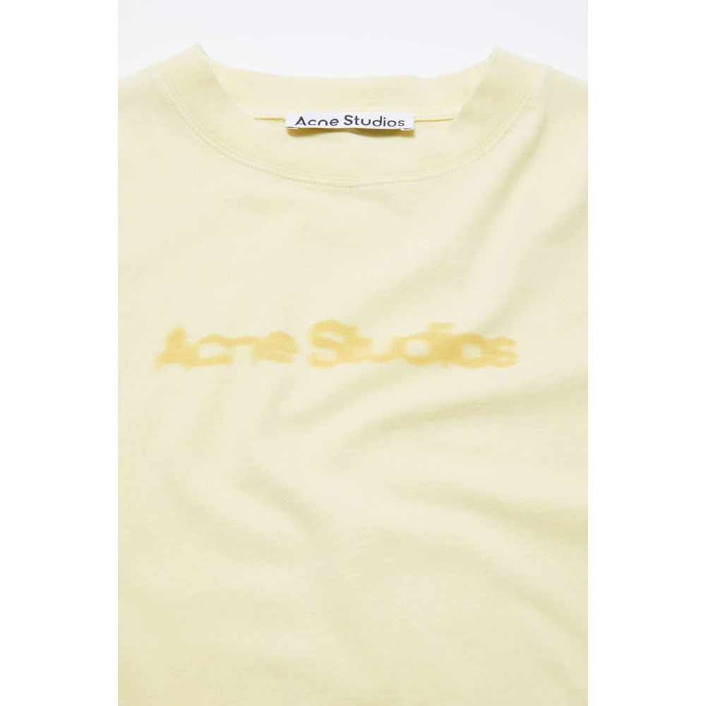 Acne Studios Vervaagd Logo T-shirt Yellow Heren