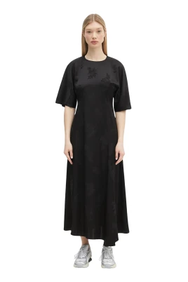 Fluid Satin Jacquard Slit Long