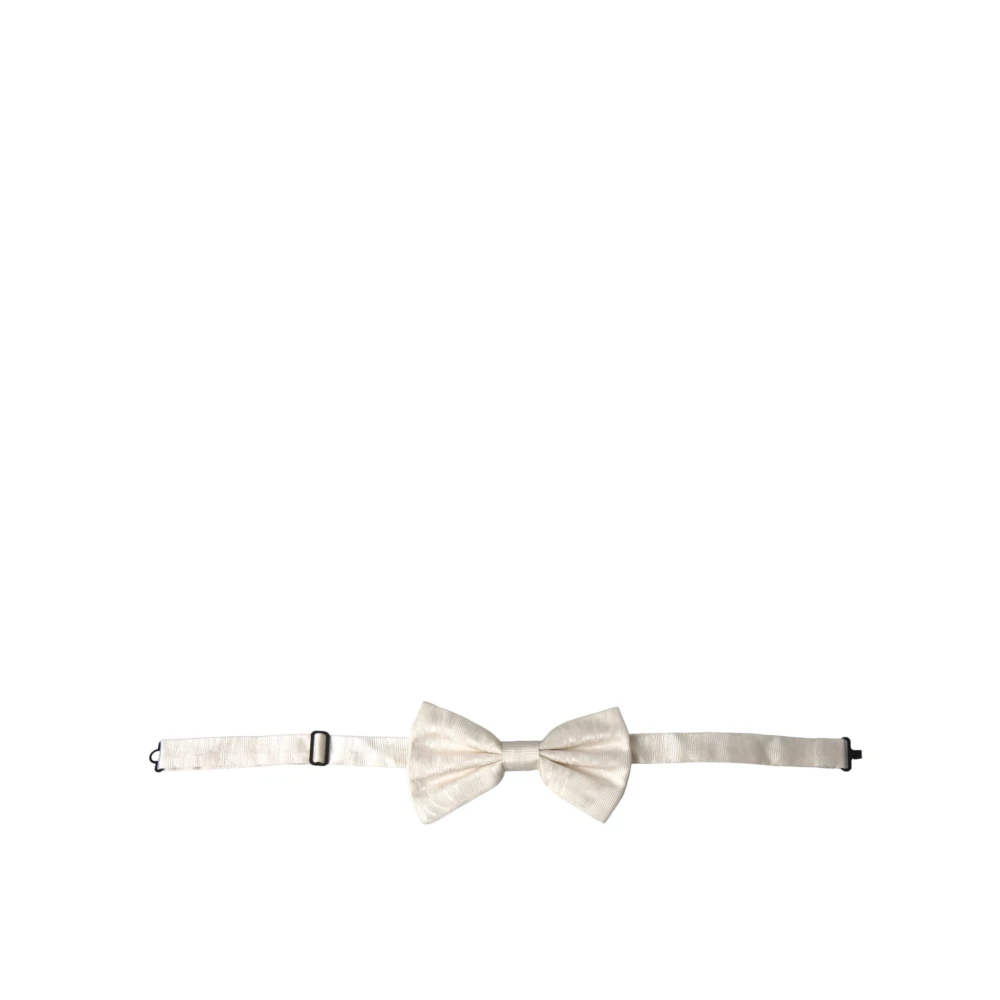 Dolce & Gabbana Zijden Jacquard Heren Vlinderdas White Heren