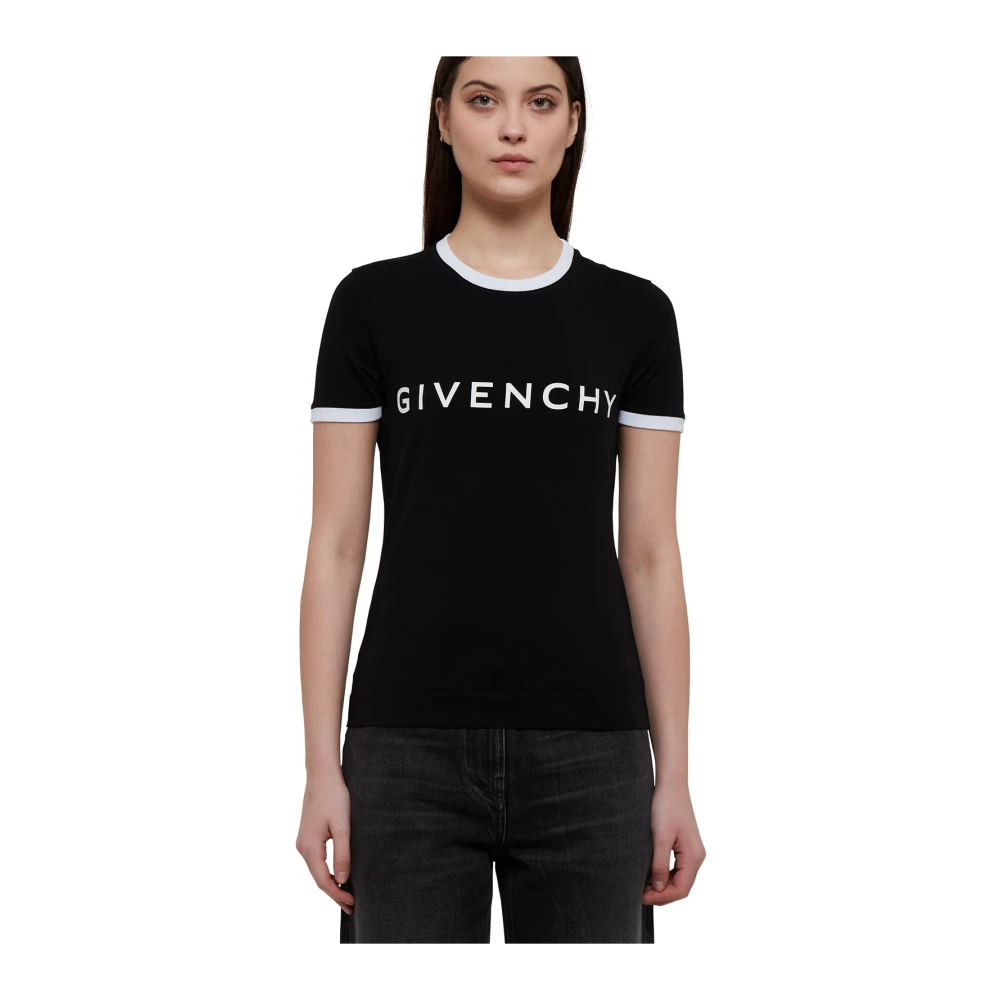 Givenchy Zwart Logo T-shirt met Contrasterende Zoom Black Dames