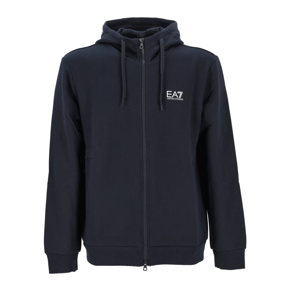 Emporio Armani Ea7 Men's Black Zip Hoodie In Blue - Zip-Throughs - 2XL - Sweatshirts & Hoodies