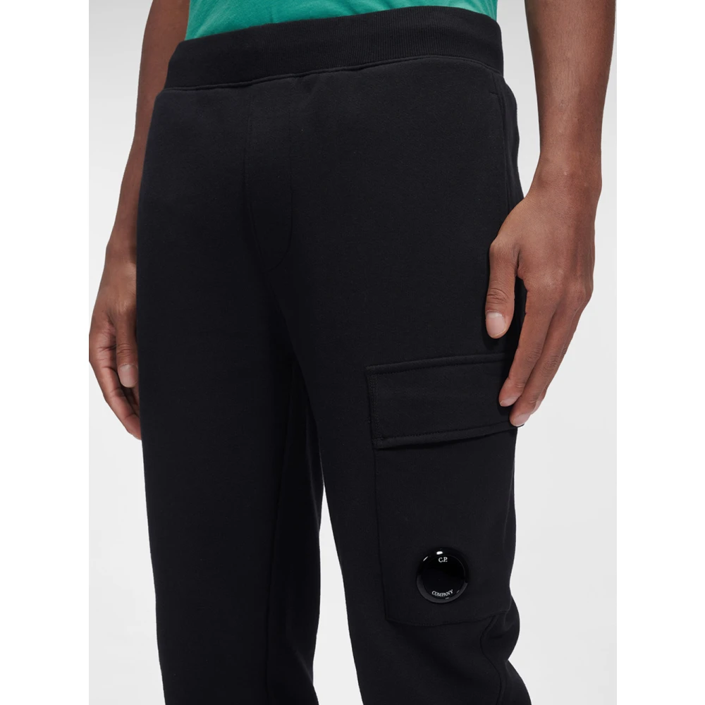 C.P. Company Zwarte Katoenen Sweatpants met Diagonaal Patroon Black Heren
