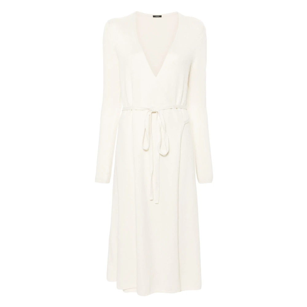 Joseph Women's White Knitted Dresses, S, Linen Blend Casual Midi Dress