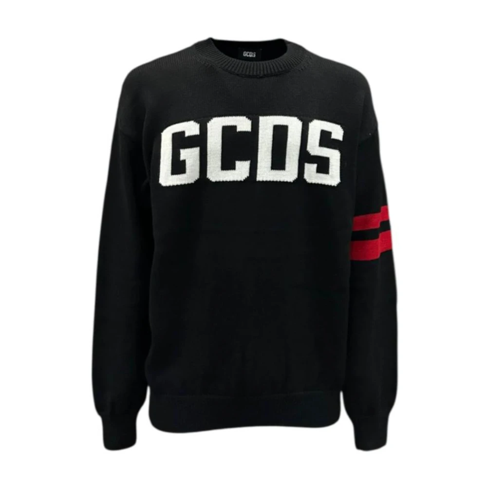 Gcds Black Round-Neck Knitwear, Male, Xl, Knitted Jumpers