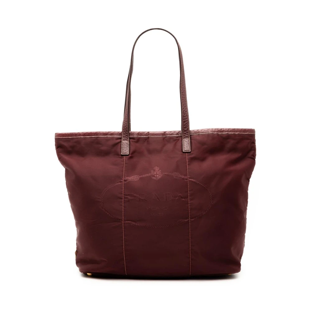 Prada Vintage Women's Red Pre-Owned Nylon Tote Bag