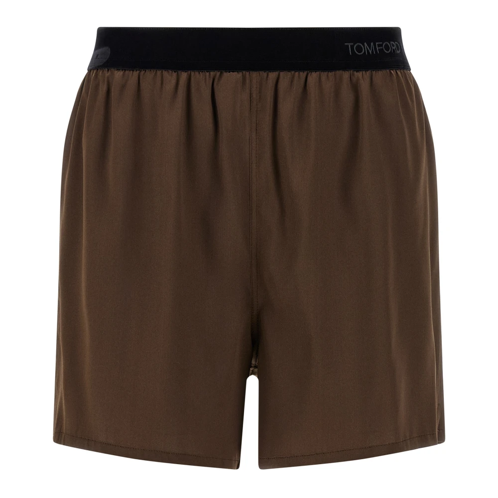 Tom Ford Women's Brown Stretch Silk Satin Pj Shorts
