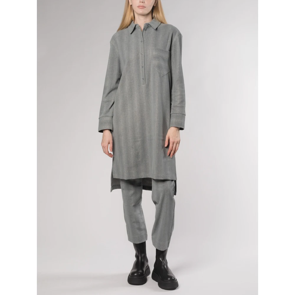 Max Mara Elegante Jurk met Kraag en Knoopdetail Gray Dames