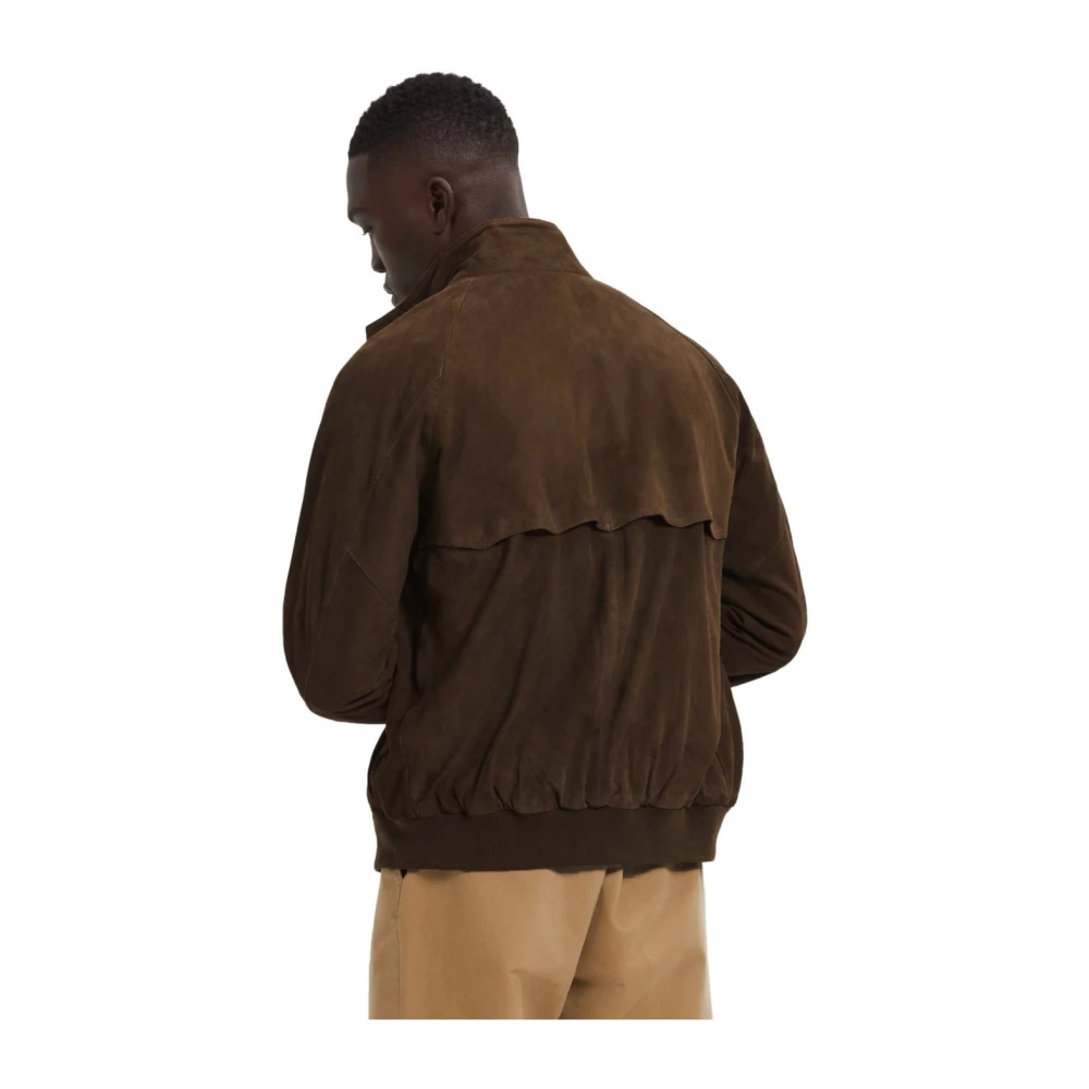 Baracuta Suede Dark Olive Bomber Jacket Brown Heren