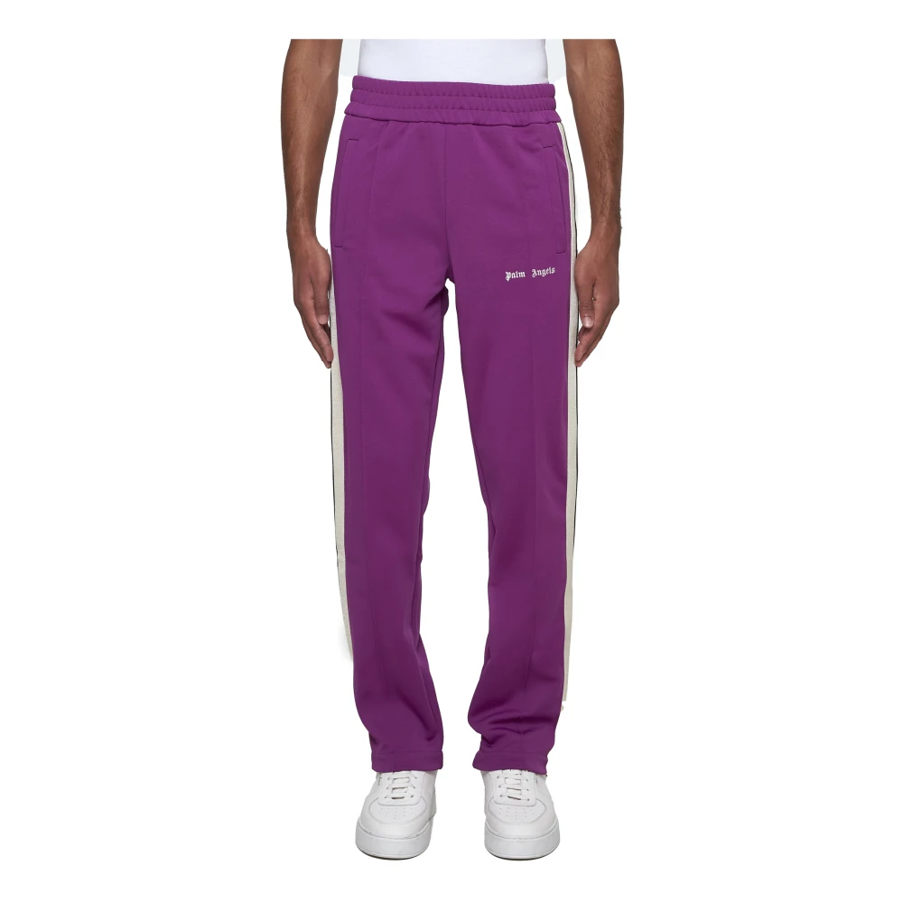 Palm Angels Paarse Jersey Track Pants met Zijstrepen Purple Heren