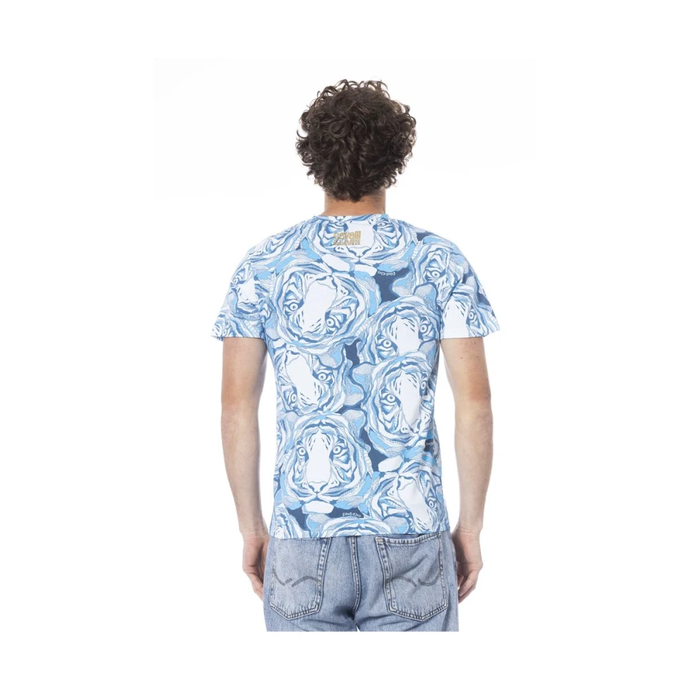 Cavalli Class Fantasy Print T-Shirt Blauw Blue Heren