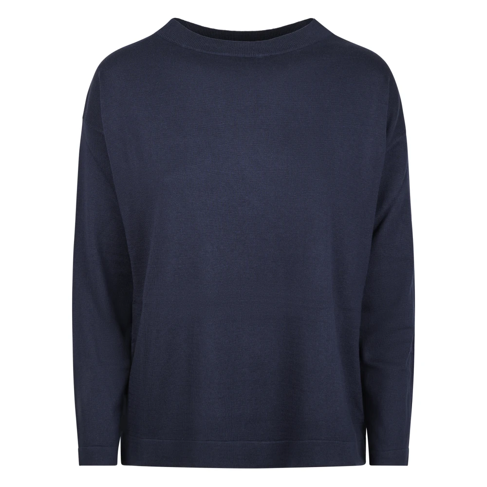 Max Mara , Round-Neck Knitwear, Female, Blue, Xl, Maglia Canottiera Top