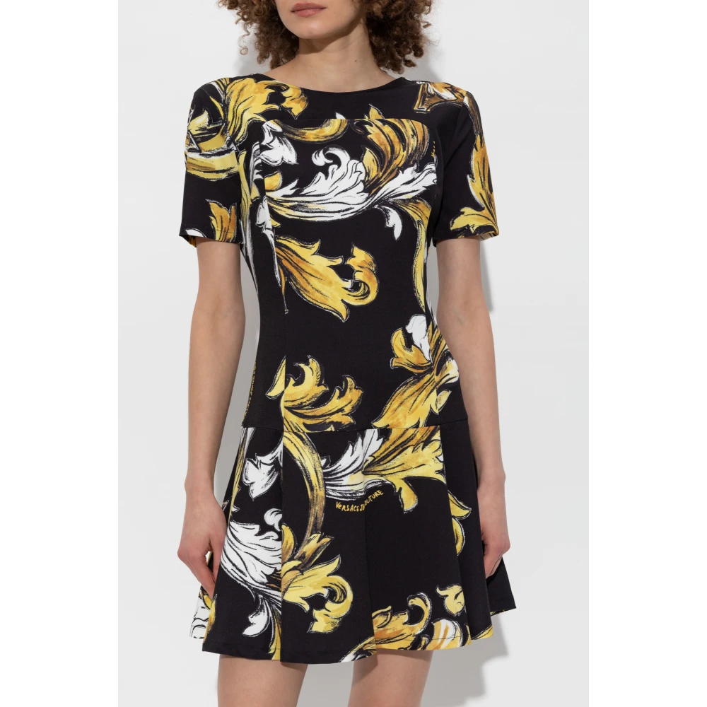 Versace Jeans Couture Jurk met Outline Barocco print Black Dames