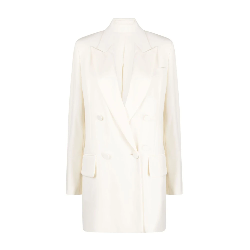 Max Mara Dubbelbreasted wollen blazer wit White Dames