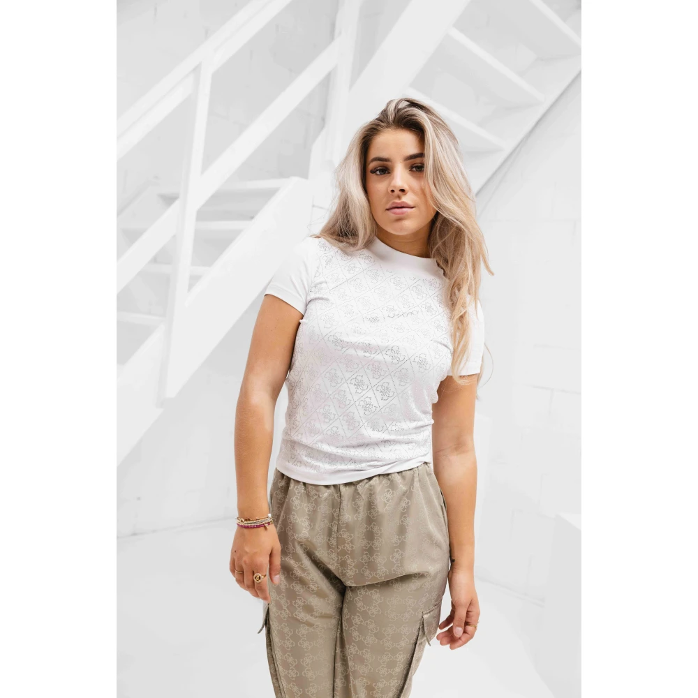 Guess Mock Neck T-Shirt White Dames