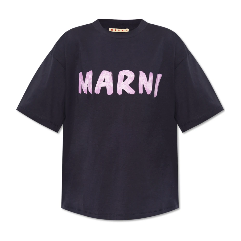 Marni T-shirt met logo Blue Dames