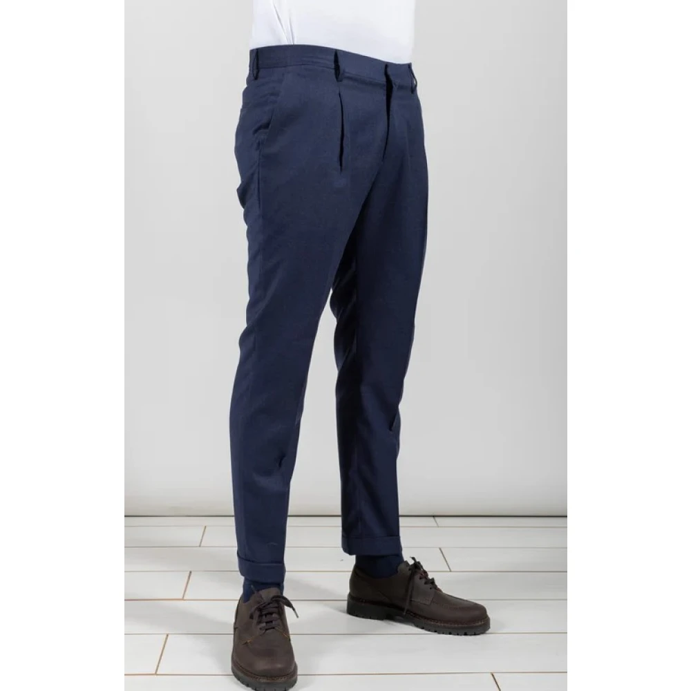 Briglia Blauwe wollen broek met plooien Blue Heren