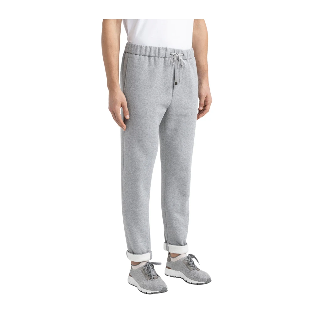 PESERICO Geborstelde melange katoenen fleece joggers Gray Heren