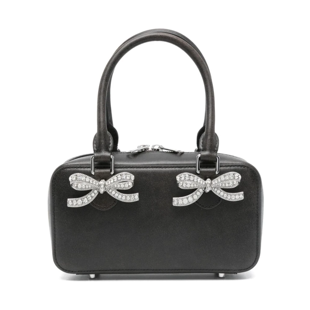 Self Portrait Zwarte leren tote tas met rits Black Dames