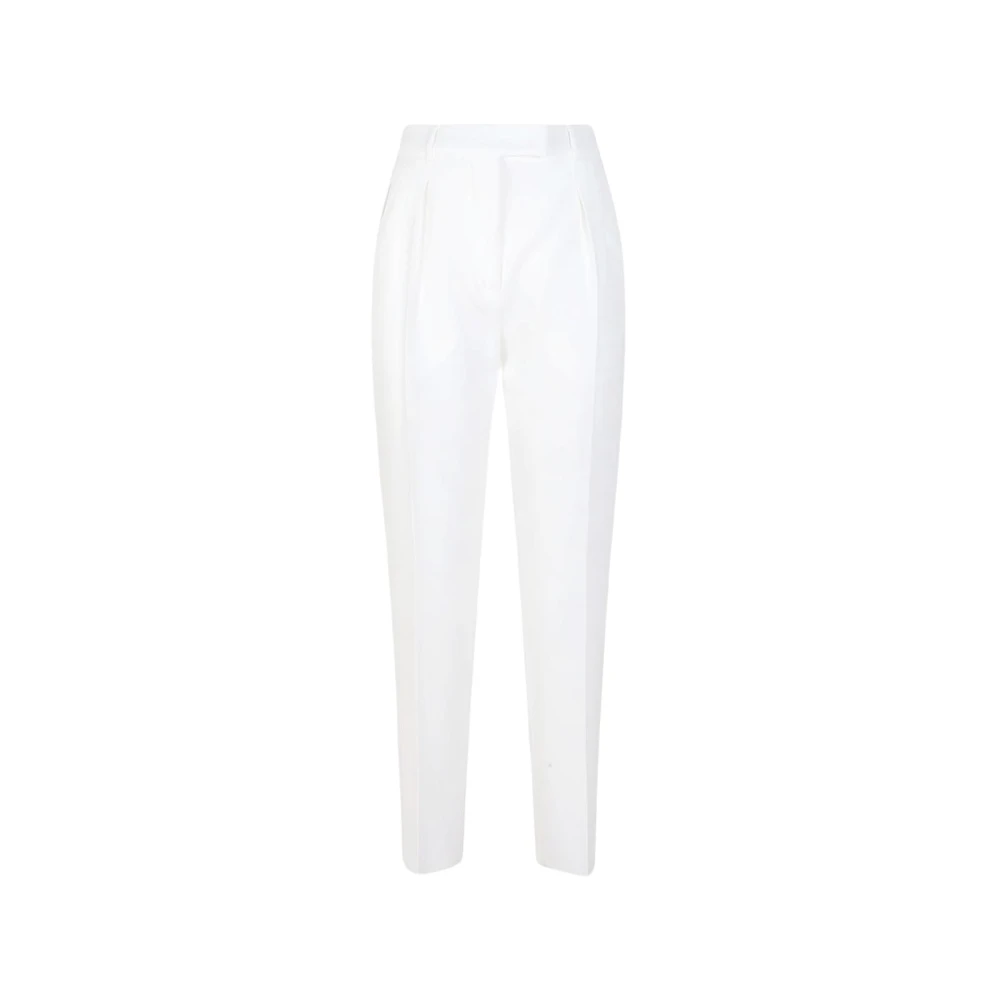 Max Mara Studio Women's White Pleated Trousers - Tapered Trousers - M - Trousers