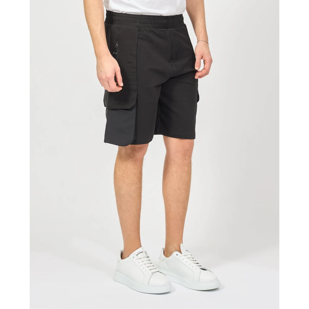 Guess Zwarte Bermuda met zijzakken en elastische taille Black Heren