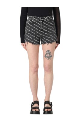 logo-print-denim-shorts