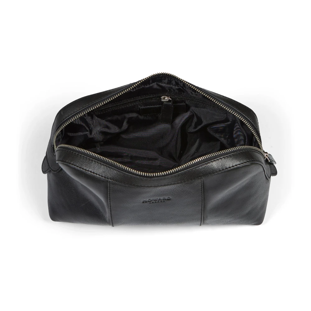 Howard London Zwarte leren heren toilettas Black Heren