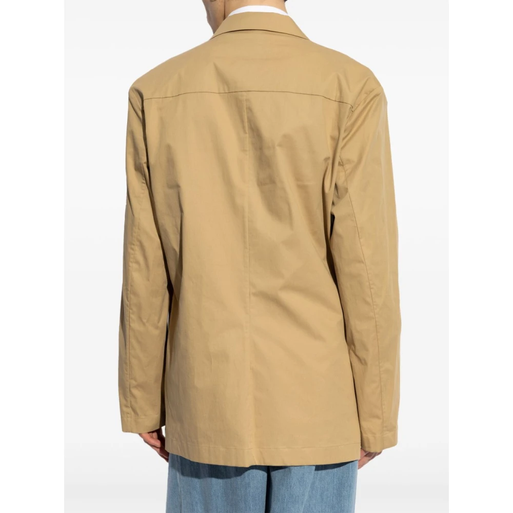 Dries Van Noten Beige Dubbelborst Katoenen Jas Beige Heren