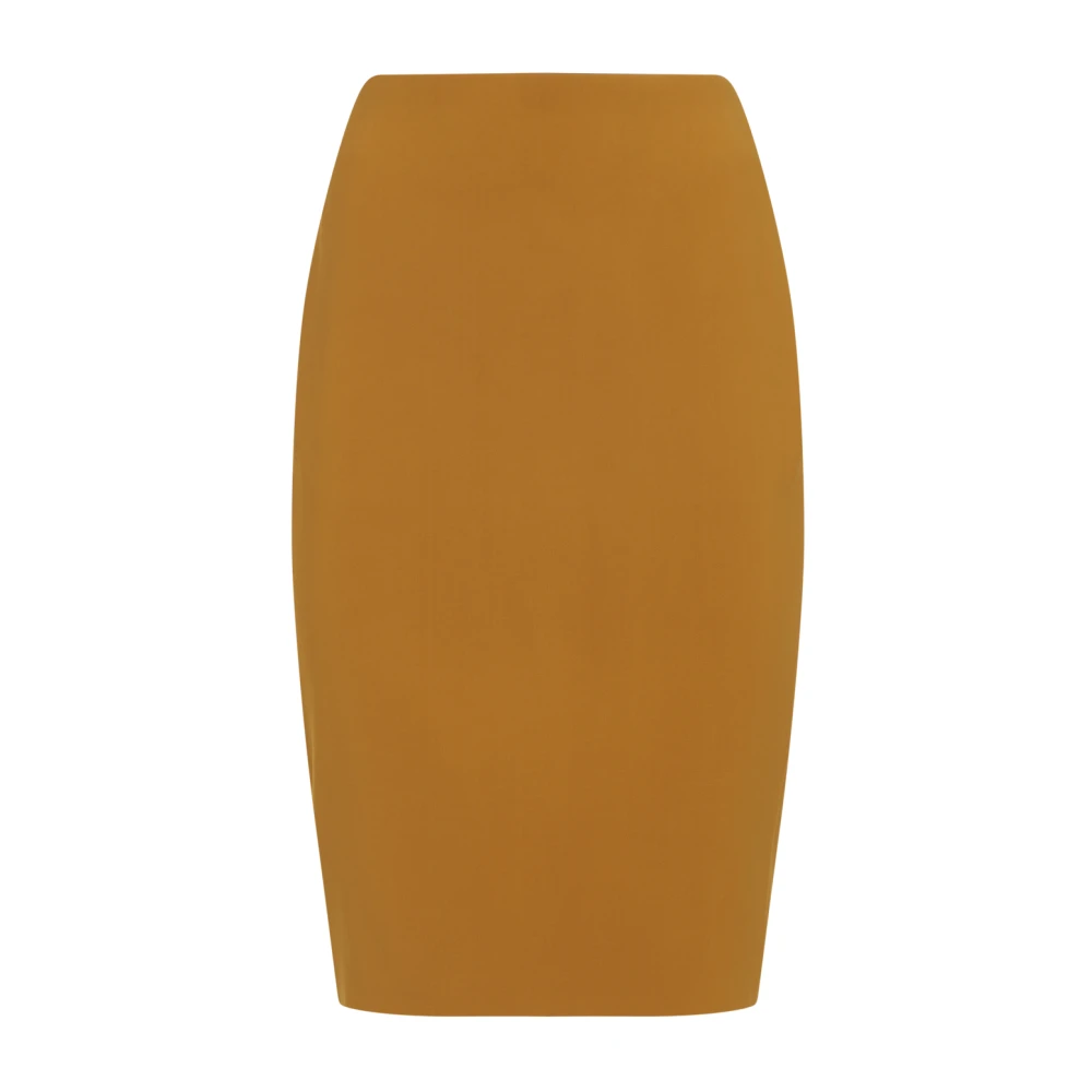 Saint Laurent Women's Orange Pencil Skirt In Satin