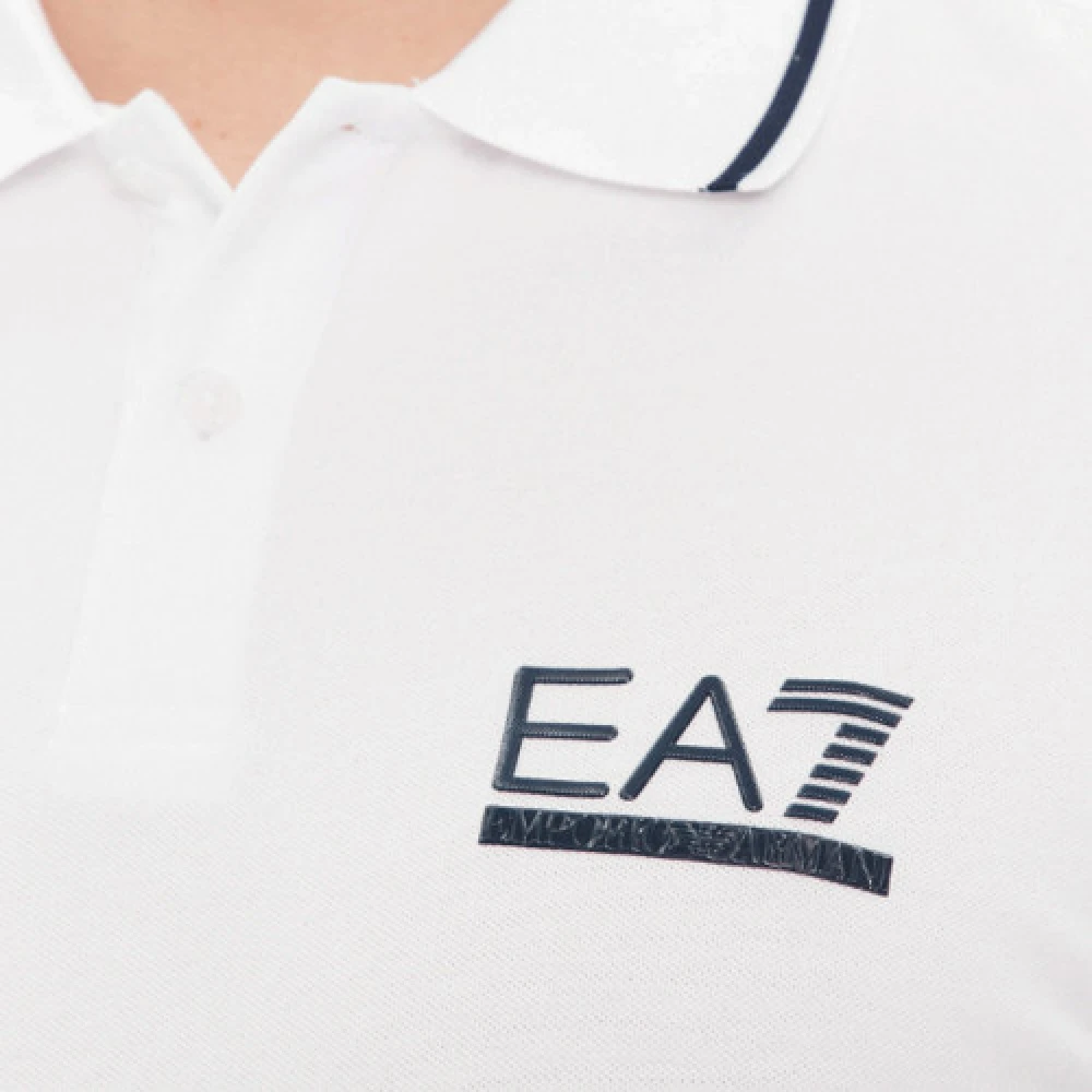 Emporio Armani EA7 Wit Poloshirt met Marineblauwe Rand White Heren