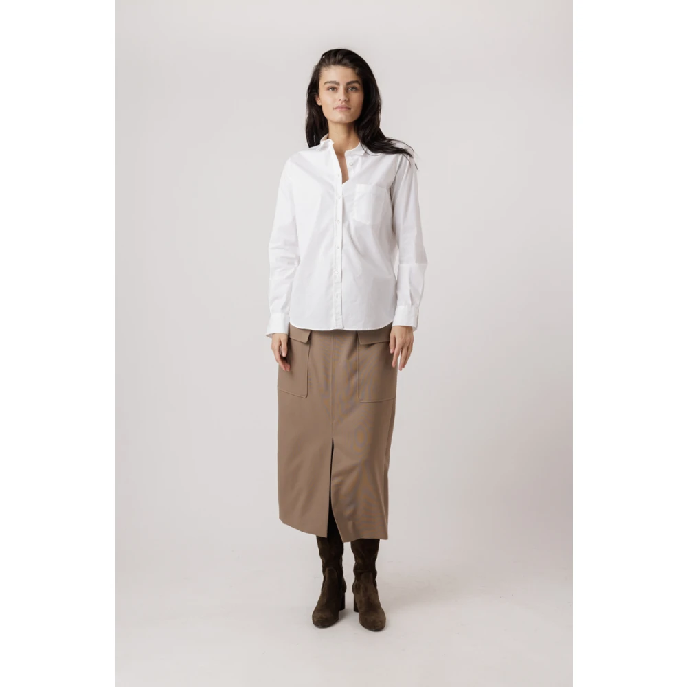 closed Casual knoopblouse met borstzak White Dames