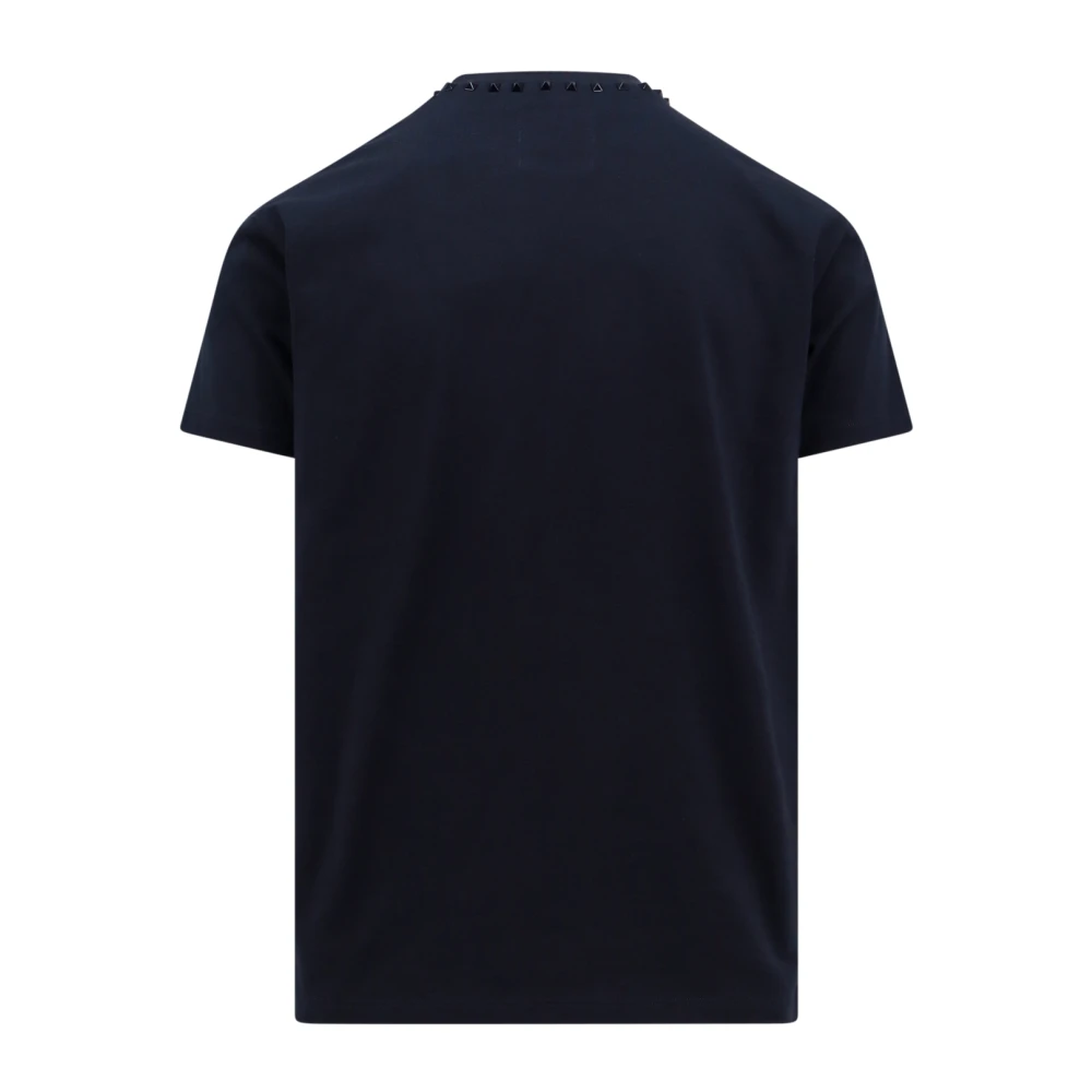 Valentino Blauw Geribbelde Crew-Neck T-Shirt Blue Heren