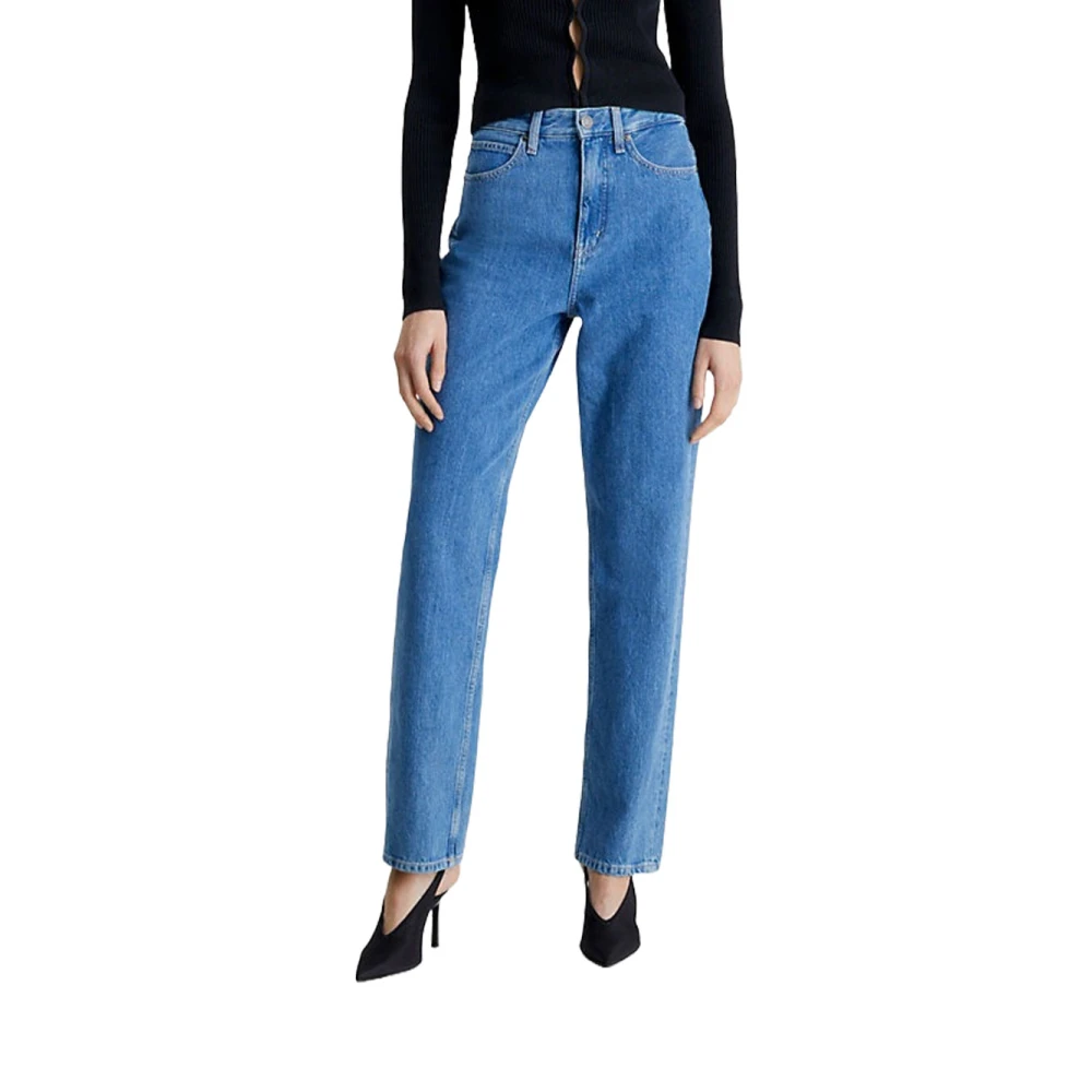 Calvin Klein Straight Jeans met Hoge Taille Blue Dames