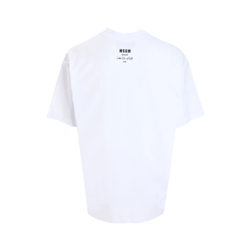 Msgm Wit T-shirt met voorapplicatie en achterlogo White Heren