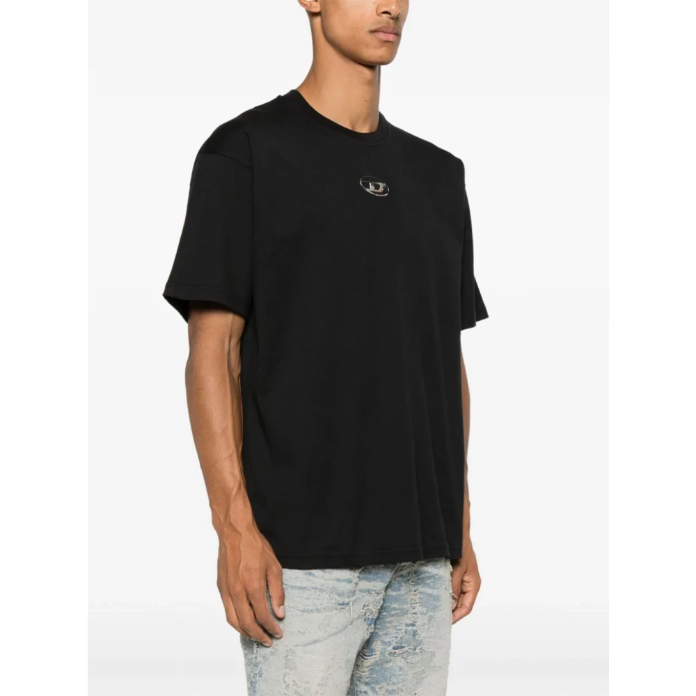 Diesel Zwarte Boxy T-shirt Front Oval Black Heren