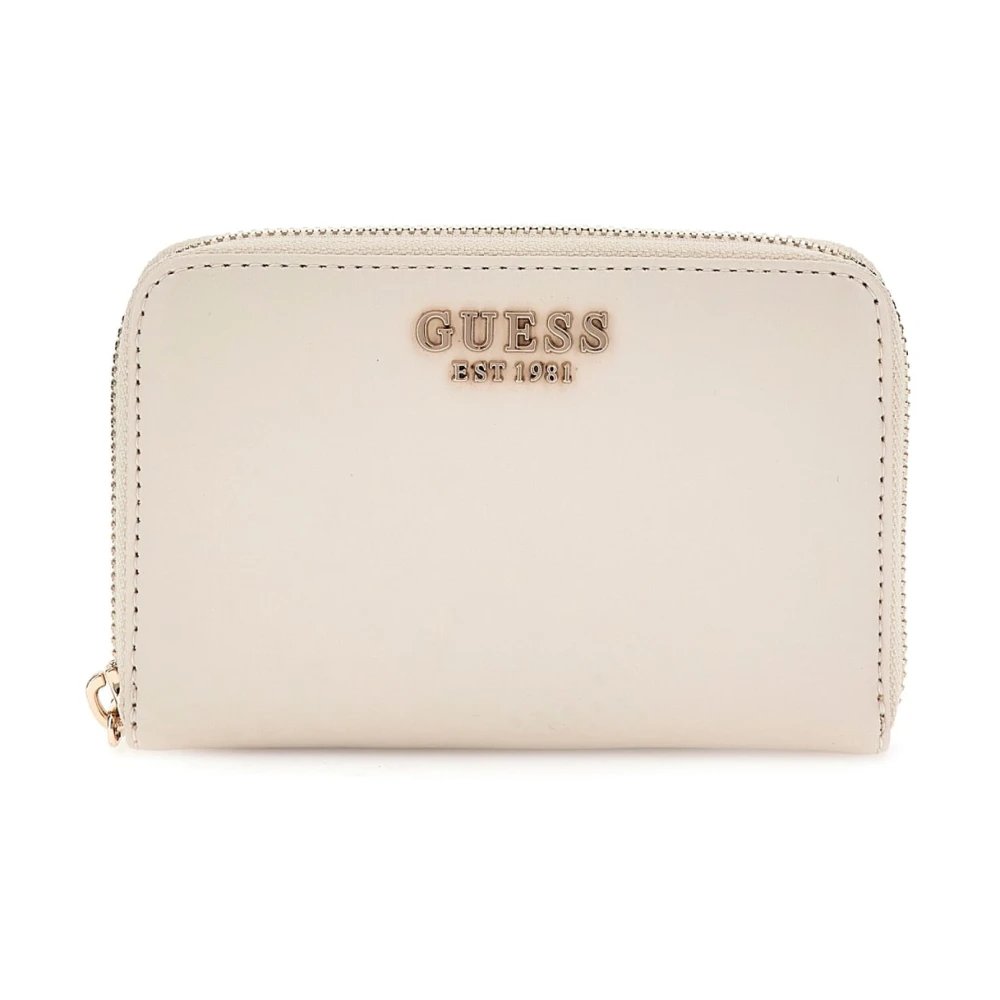 Guess Laurel Small Zip Portemonnee Beige Dames