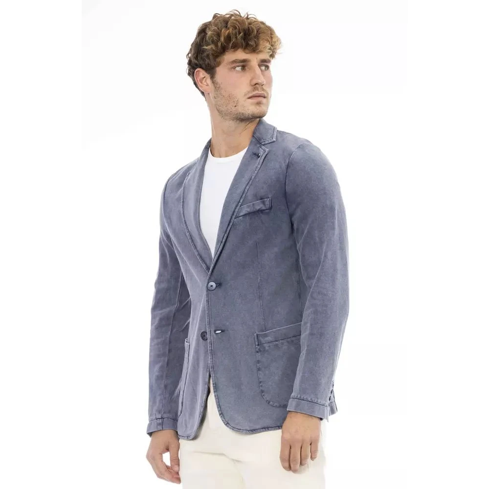 Distretto12 Blauwe Katoenen Jas voor Heren Blue Heren