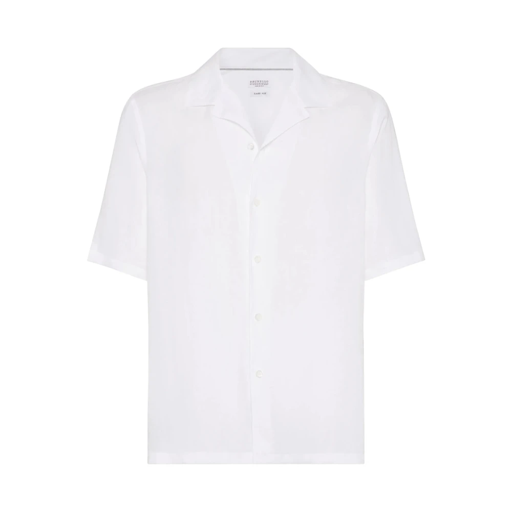 BRUNELLO CUCINELLI Witte Knoopsluiting Korte Mouw Overhemd White Heren
