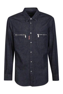 Regular Fit Wet and Dry Wash Cotton Denim Biker Skjorta