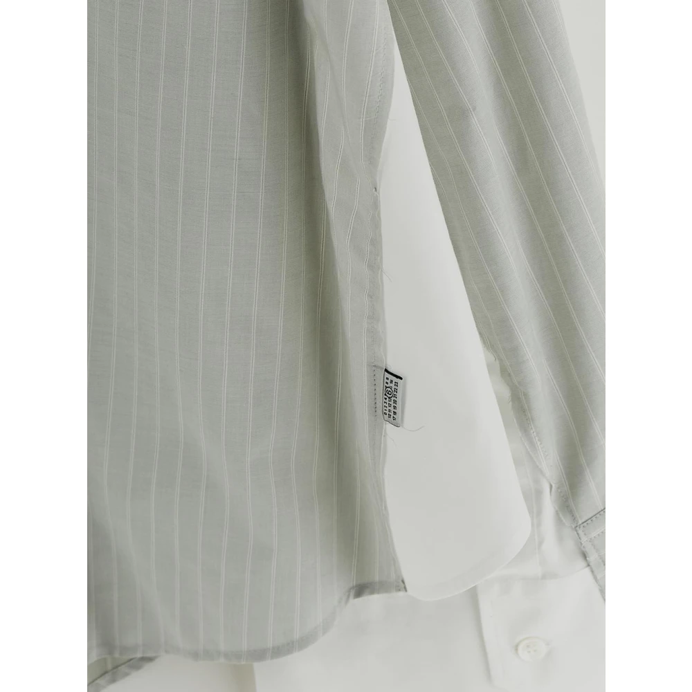 MM6 Maison Margiela Gestreept katoenen overhemd Green Dames