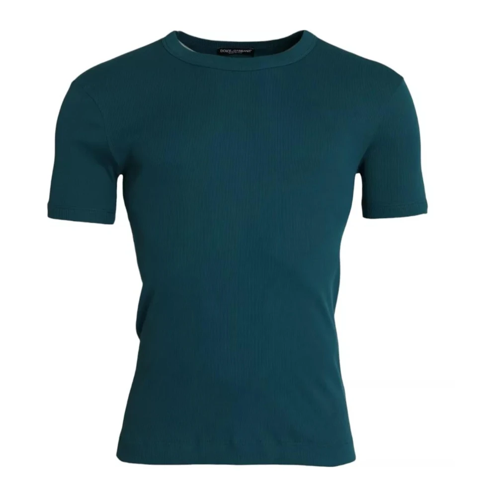 Dolce & Gabbana Korte Mouw Katoenen T-shirt Blauw Groen Blue Heren