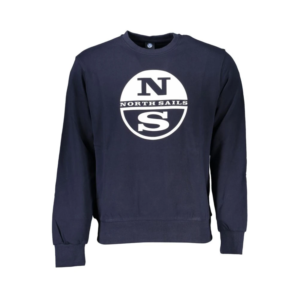 North Sails Men's Blue Brushed Sweatshirt With Logo Print