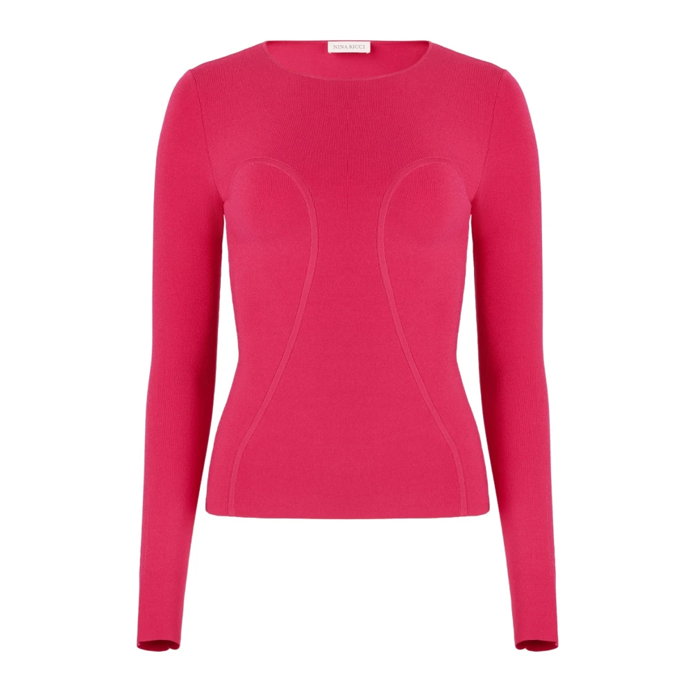Nina Ricci Roze Aansluitende Lange Mouw Top Pink Dames