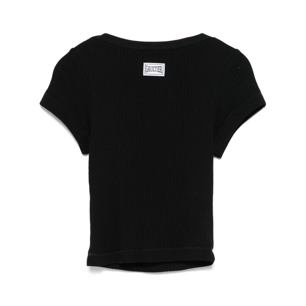 Jean Paul Gaultier Zwarte Ronde Hals Korte Mouw T-shirt Black Dames