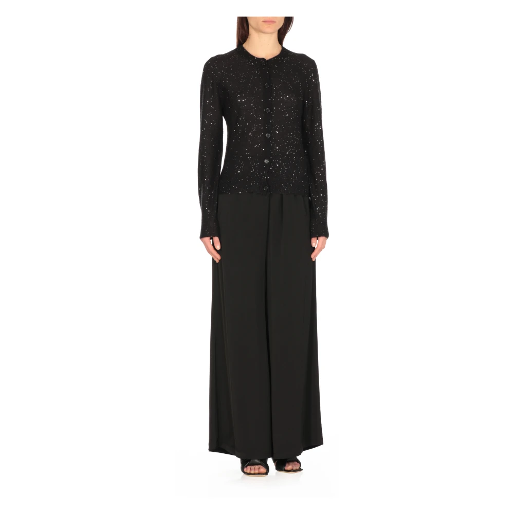Fabiana Filippi Zwarte Pailletten Cardigan Sweater Black Dames