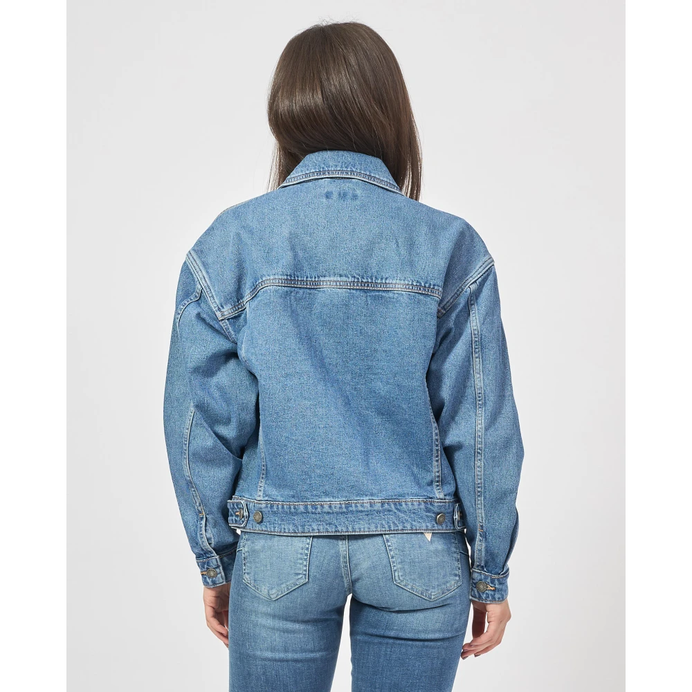 Guess Blauwe Denim Trucker Jack met Oversized Pasvorm Blue Dames